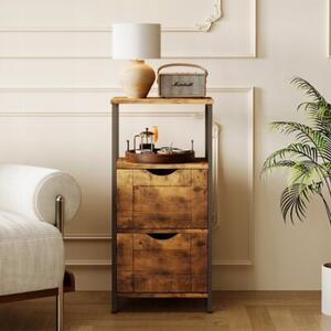 Szafka nocna stolik sypialnia komoda 2 szuflady ciemny brąz loft retro 80cm