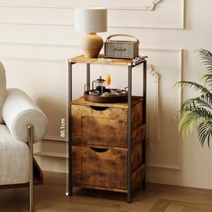 Szafka nocna stolik sypialnia komoda 2 szuflady ciemny brąz loft retro 80cm