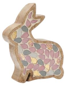 Drewniany wielkanocny zając MOSAIC BUN 15 cm, kolorowy