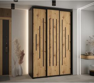 Szafa przesuwna wysoka Davos 12 150, gł. 60 cm czarny + artisan + czarny