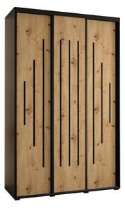 Szafa przesuwna wysoka Davos 12 150, gł. 60 cm czarny + artisan + czarny