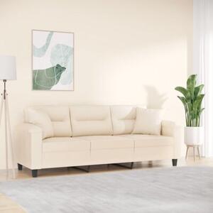 Sofa 3-osobowa z poduszkami, beÅ¼owa, 180 cm, mikrofibra