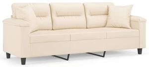 Sofa 3-osobowa z poduszkami, beÅ¼owa, 180 cm, mikrofibra
