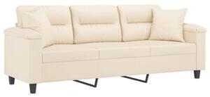 Sofa 3-osobowa z poduszkami, beÅ¼owa, 180 cm, mikrofibra