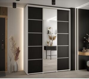 Szafa przesuwna wysoka Davos 5 180, gł. 60 cm biały + czarny + srebrny