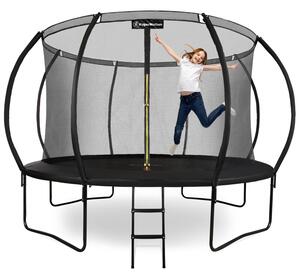 Trampolina ogrodowa XXL dla dzieci HyperMotion - 366 cm 12FT - z drabinką i siatką wewnętrzną - do domu i ogrodu - 150kg max