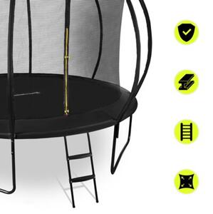 Trampolina ogrodowa XXL dla dzieci HyperMotion - 366 cm 12FT - z drabinką i siatką wewnętrzną - do domu i ogrodu - 150kg max