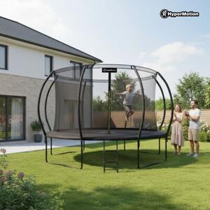 Trampolina ogrodowa XXL dla dzieci HyperMotion - 366 cm 12FT - z drabinką i siatką wewnętrzną - do domu i ogrodu - 150kg max