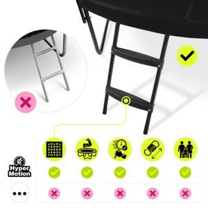 Trampolina ogrodowa XXL dla dzieci HyperMotion - 366 cm 12FT - z drabinką i siatką wewnętrzną - do domu i ogrodu - 150kg max