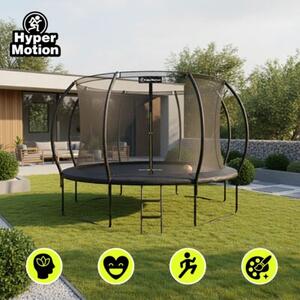 Trampolina ogrodowa XXL dla dzieci HyperMotion - 366 cm 12FT - z drabinką i siatką wewnętrzną - do domu i ogrodu - 150kg max