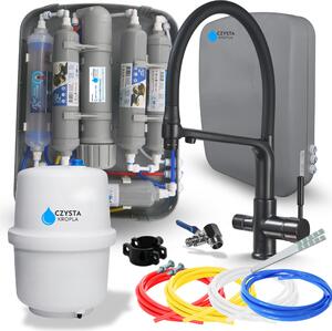 Filtr odwróconej osmozy RO7 Slim Ari z bateri kuchenn Flexible, bateria kuchenna z filtrem wody, czarny mat, 7 stopni filtracji