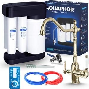 Bateria kuchenna trójdrona Ari Morion z filtrem wody, obrotowa wylewka 360, mosiny korpus, chrom