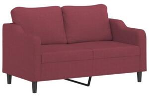 Sofa 2-osobowa z poduszkami, winna czerwieÅ, 140 cm, tkanina