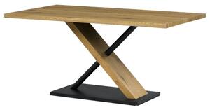 Moderní jídelní stl Autronic Jídelní stl 160x90x76 cm deska s dekorem dub erná kovová podstava