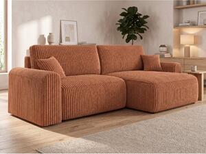 Rozkładana dwustronna sofa w kształcie L NORDEN TILIA 250x140 cm, terakotowa