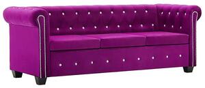 Aksamitna fioletowa sofa w stylu Chesterfield - Xavier 3Q