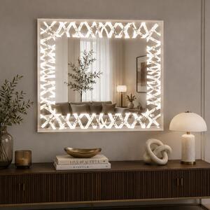 Srebrne lustro glamour prostokątne podświetlane 80x120 cm M-0692