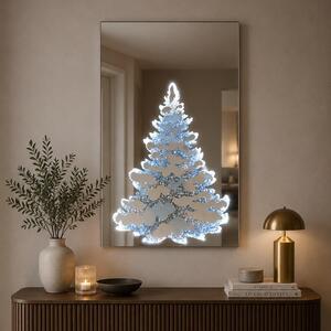 Srebrne lustro glamour prostokątne podświetlane 60x90 cm M-0669