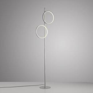Lampa stojąca podłogowa nowoczesna srebrna dwa pionowe ringi LED 24W MINI RITUS Just Light