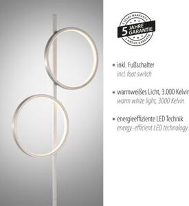Lampa stojąca podłogowa nowoczesna srebrna dwa pionowe ringi LED 24W MINI RITUS Just Light