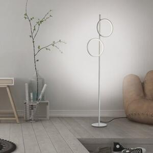 Lampa stojąca podłogowa nowoczesna srebrna dwa pionowe ringi LED 24W MINI RITUS Just Light