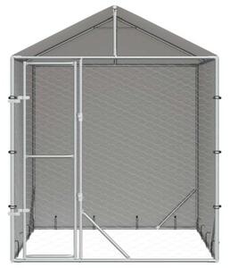 Kojec dla psa, z dachem, srebrny, 2x2x2,5 m, stal galwanizowana