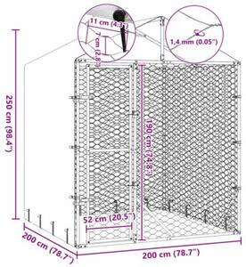 Kojec dla psa, z dachem, srebrny, 2x2x2,5 m, stal galwanizowana