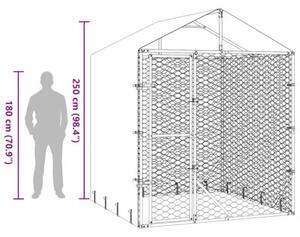 Kojec dla psa, z dachem, srebrny, 2x2x2,5 m, stal galwanizowana