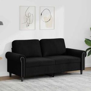 Sofa 2-osobowa, czarna, 140 cm, tapicerowana aksamitem