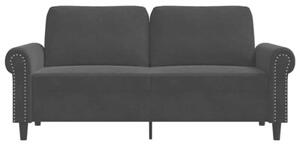 Sofa 2-osobowa, czarna, 140 cm, tapicerowana aksamitem