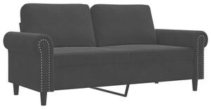 Sofa 2-osobowa, czarna, 140 cm, tapicerowana aksamitem