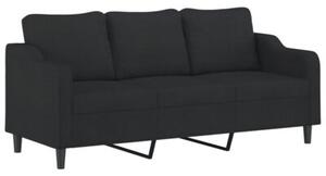 Sofa 3-osobowa z poduszkami, czarna, 180 cm, tkanina