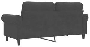 Sofa 2-osobowa, czarna, 140 cm, tapicerowana aksamitem