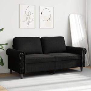 Sofa 2-osobowa, czarna, 140 cm, tapicerowana aksamitem