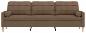 Sofa 3-osobowa z poduszkami, brÄ zowa, 210 cm, obita tkaninÄ