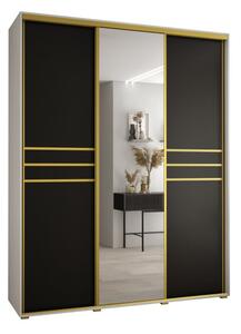 Szafa przesuwna wysoka Davos 11 190, gł. 60 cm biały + czarny + złoty