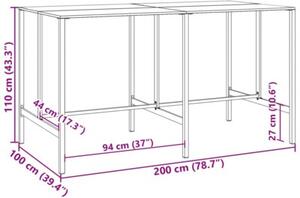 Stolik barowy, czarny, 200x100x110 cm, malowana proszkowo stal