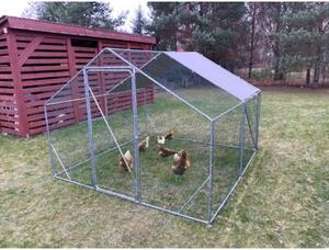 Metalowa klatka dla drobiu 3 x 6 x 2 m woliera ogrodowa z daszkiem, rurki 19 mm