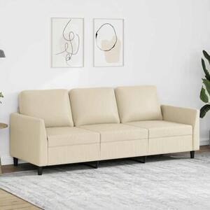Sofa, 3-osobowa kremowa, 180 cm, sztuczna skÃ³ra