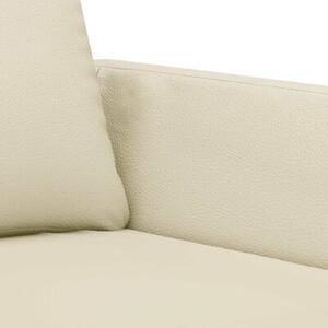 Sofa, 3-osobowa kremowa, 180 cm, sztuczna skÃ³ra