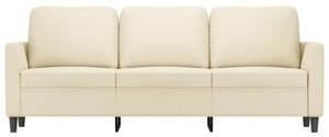 Sofa, 3-osobowa kremowa, 180 cm, sztuczna skÃ³ra
