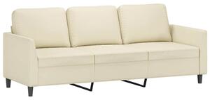 Sofa, 3-osobowa kremowa, 180 cm, sztuczna skÃ³ra