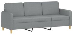 Sofa 3-osobowa z poduszkami, jasnoszara, 180 cm, tkanina