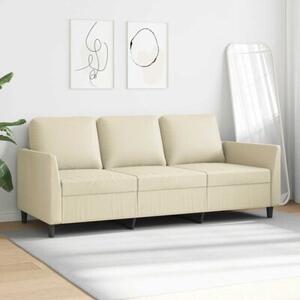 Sofa, 3-osobowa kremowa, 180 cm, sztuczna skÃ³ra
