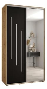 Szafa przesuwna wysoka Davos 9 130, gł. 60 cm artisan + czarny + srebrny