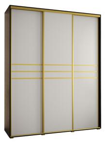Szafa przesuwna wysoka Davos 10 200, gł. 45 cm czarny + biały + złoty
