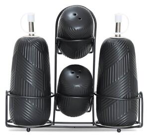 Ceramiczny zestaw do przypraw 5-ele przyprawnik Geometry Black MAESTRO