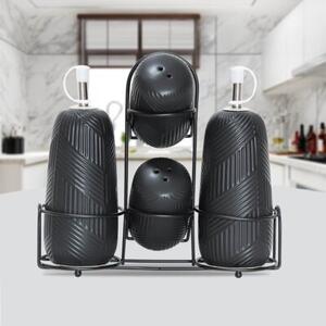 Ceramiczny zestaw do przypraw 5-ele przyprawnik Geometry Black MAESTRO