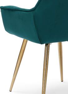 MebleMWM Krzesło tapicerowane DC-9220 zielony welur, złote nogi