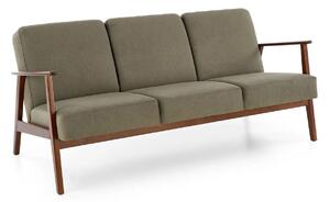 Oliwkowa tapicerowana sofa 3-osobowa w stylu vintage T0-D26